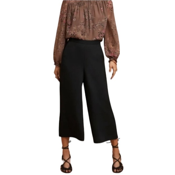 ARITZIA Wilfred Lalement High Rise Wide Leg Cropped Culotte Pant Black 0 - Picture 1 of 9
